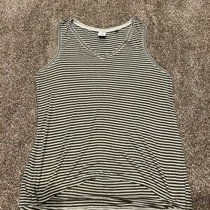 CAbi Black and White Striped Tank Top